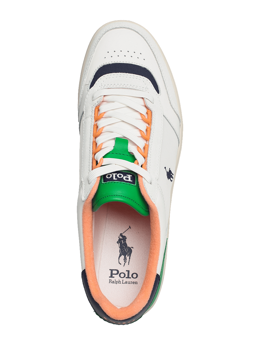 Polo Ralph Lauren - Court Sport Leather-Suede Sneaker - white/navy/orange - 3