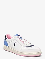 Court Sport Leather-Suede Sneaker - WHITE/NAVY/PINK