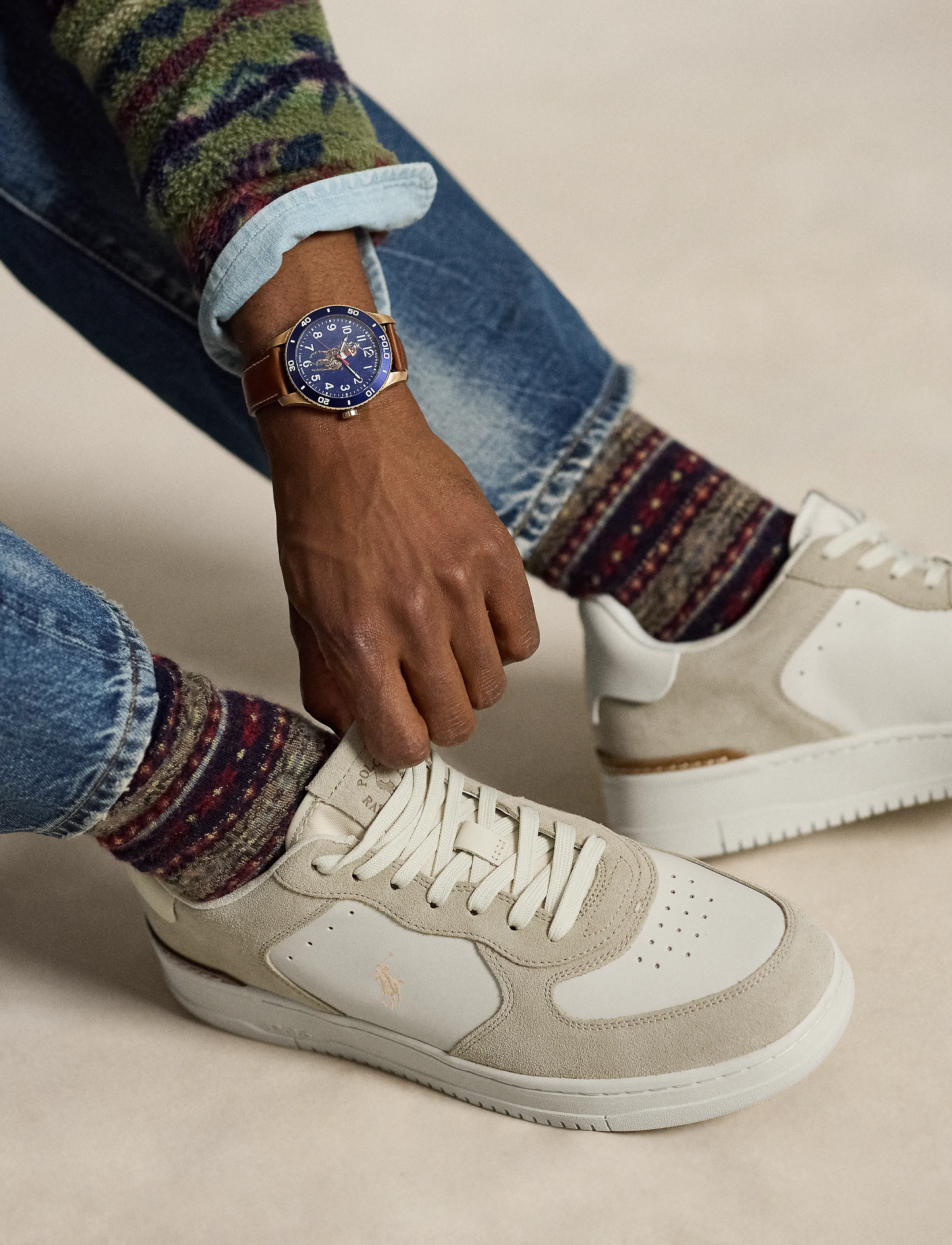 Polo Ralph Lauren - Masters Court Leather-Suede Sneaker - niedriger schnitt - milkshake/ecru - 5