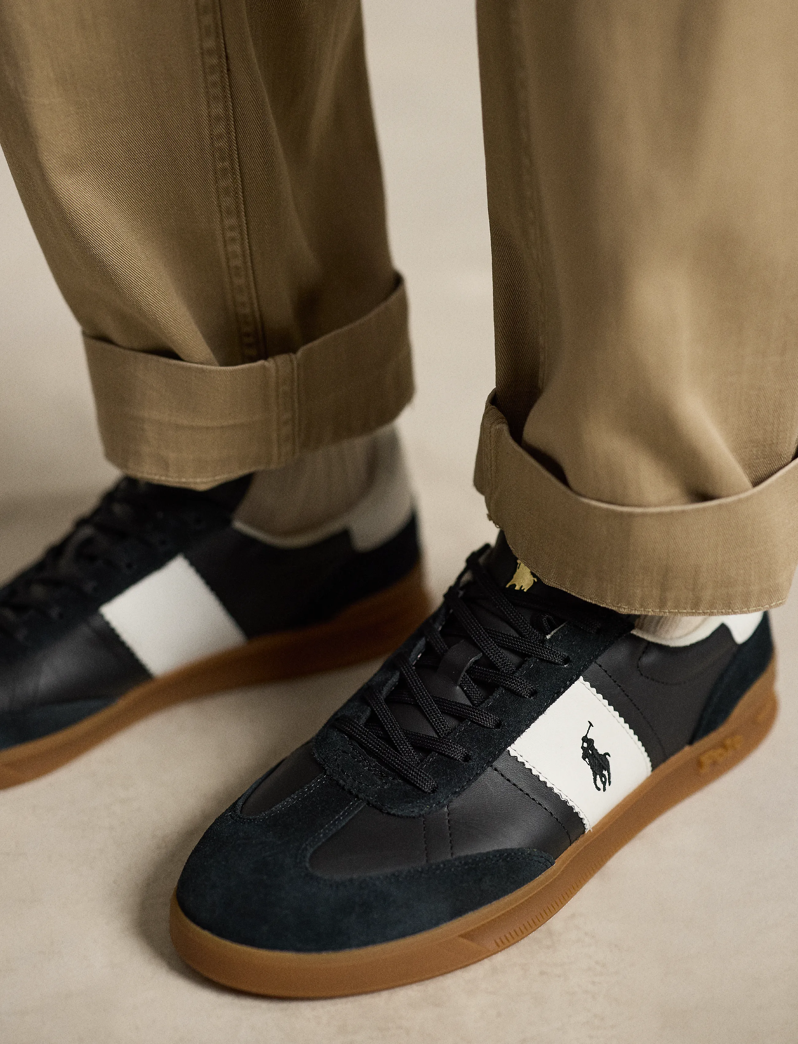 Polo Ralph Lauren - LEATHER/SUEDE-HRT AERA PP-SK-LTL - lave sneakers - black/white - 5