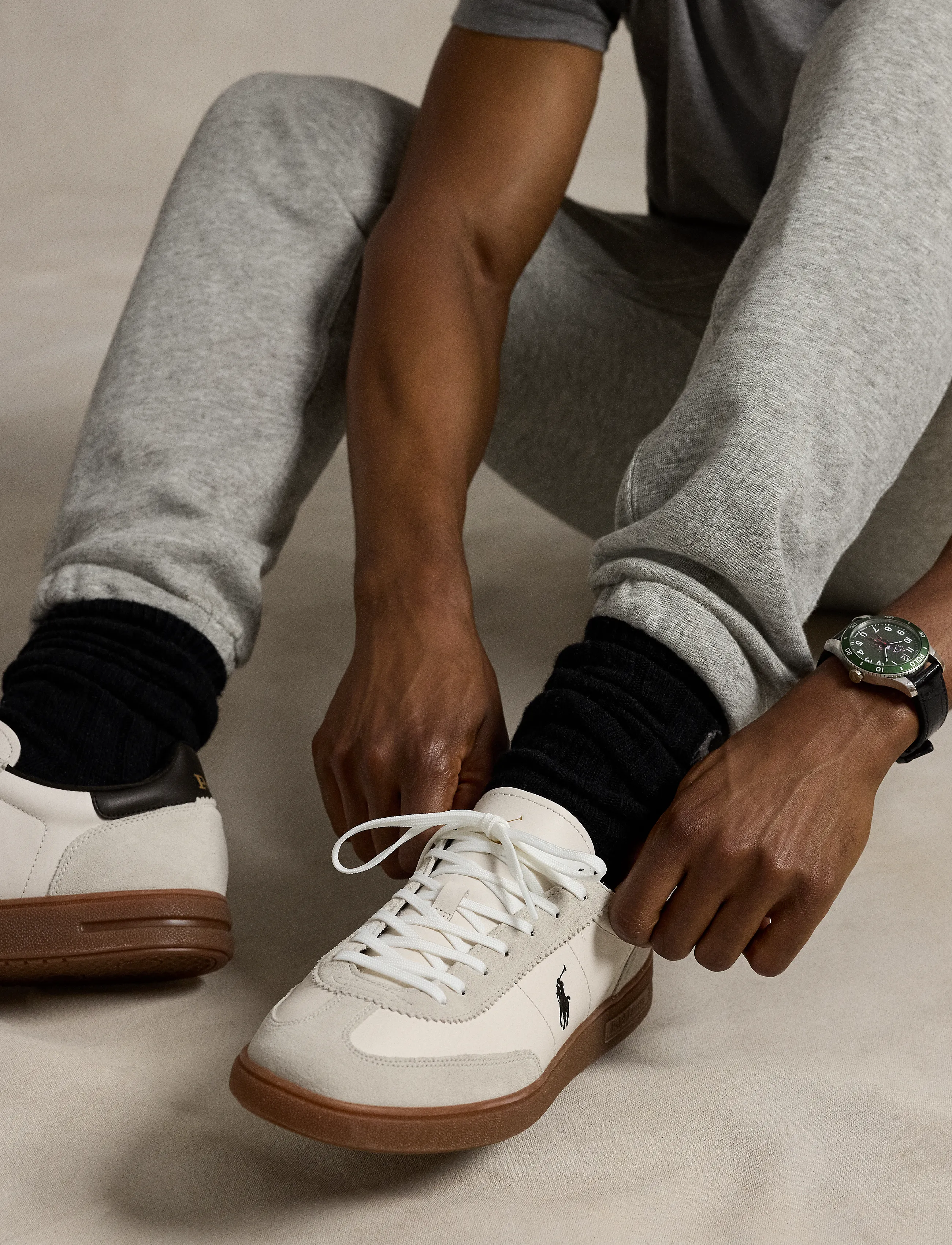 Polo Ralph Lauren - LEATHER/SUEDE-BEDFORD PP-SK-LTL - laisvalaikio batai žemu aulu - white/black - 5
