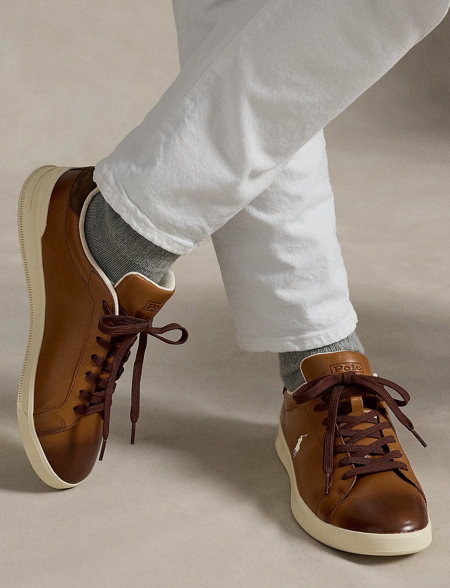 Polo Ralph Lauren - DRESS CALF-HRT CRT II-SK-LTL - baskets basses - tan/ecru pp - 5