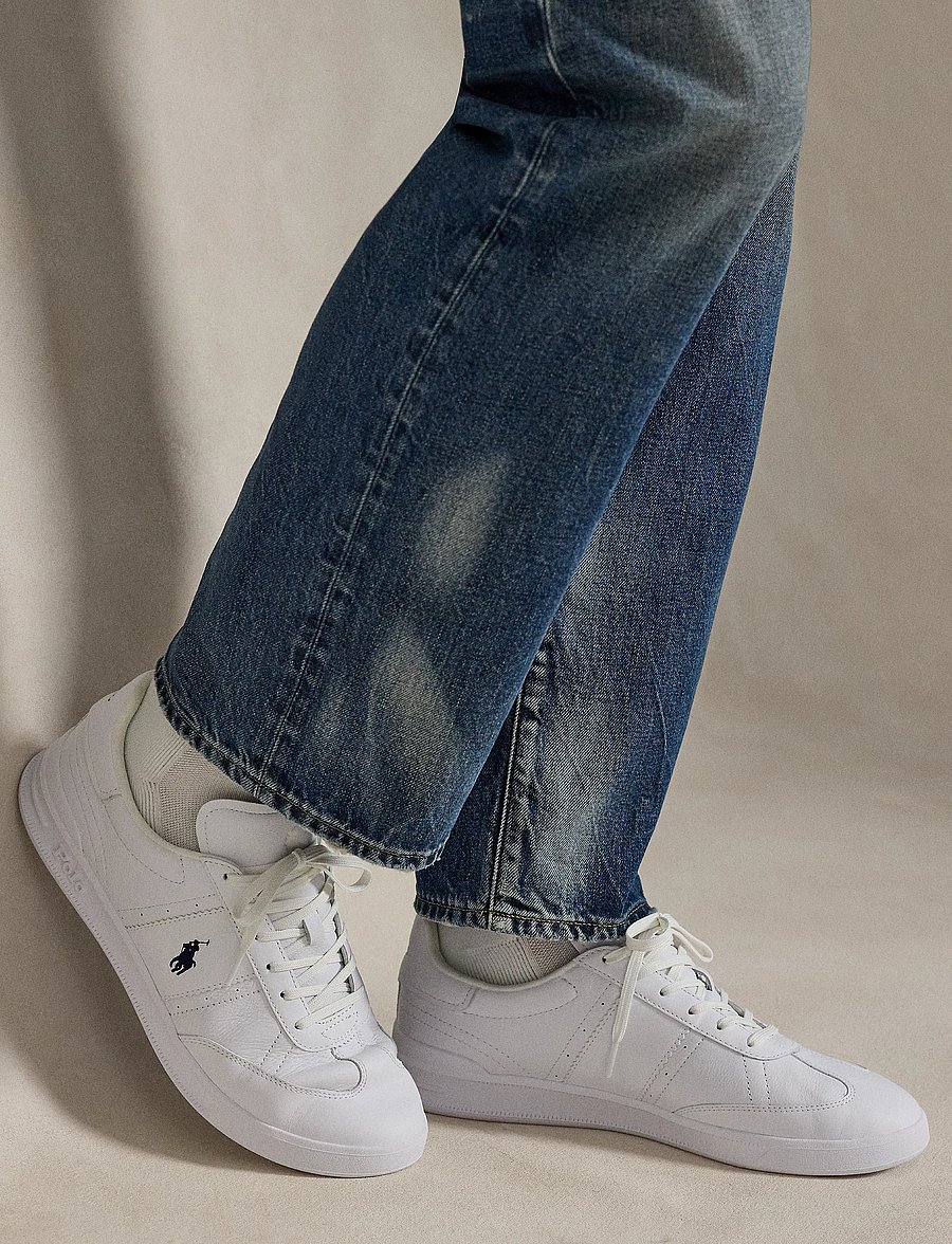 Polo Ralph Lauren - SMOOTH/GRAINY LTHR-HRT AERA PP-SK-L - low-top sneaker - white/navy - 5