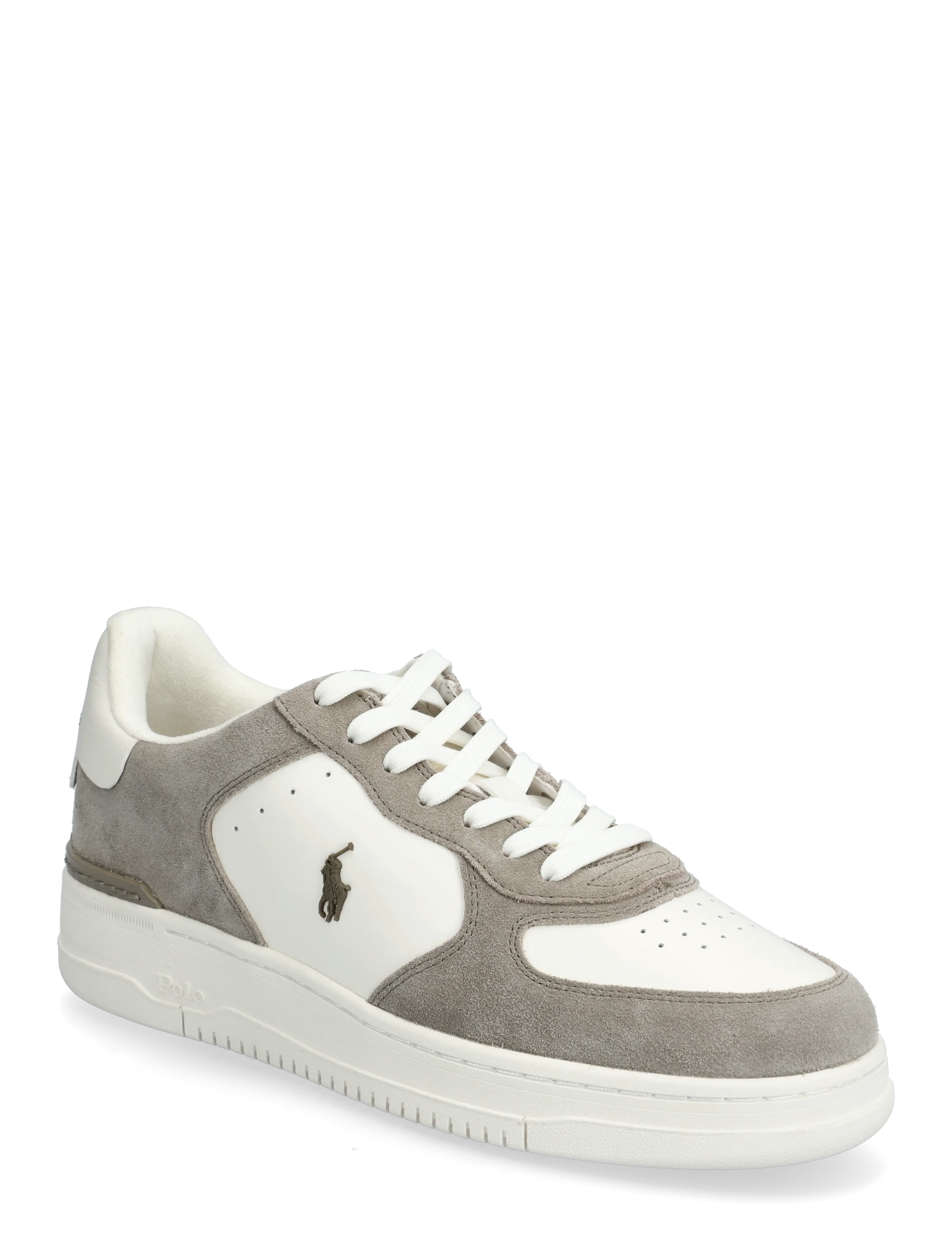 Polo Ralph Lauren Masters Court Leather-Suede Sneaker - Sneakers - EARTH GREY/DECKWA / white