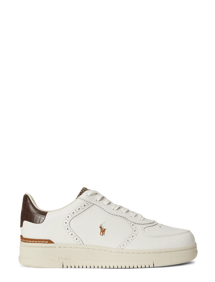 Polo Ralph Lauren - Masters Court Leather Brogue Sneaker - low-top sneaker - deckwash white/br - 0