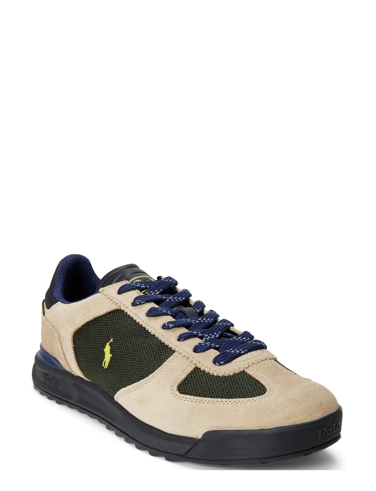 Polo Ralph Lauren Varick Suede-Paneled Sneaker, Mænd, Ruskindssneaker Med Paneler, Kakigrøn, Str: 44