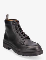 Leather Lace-Up Boot - BLACK