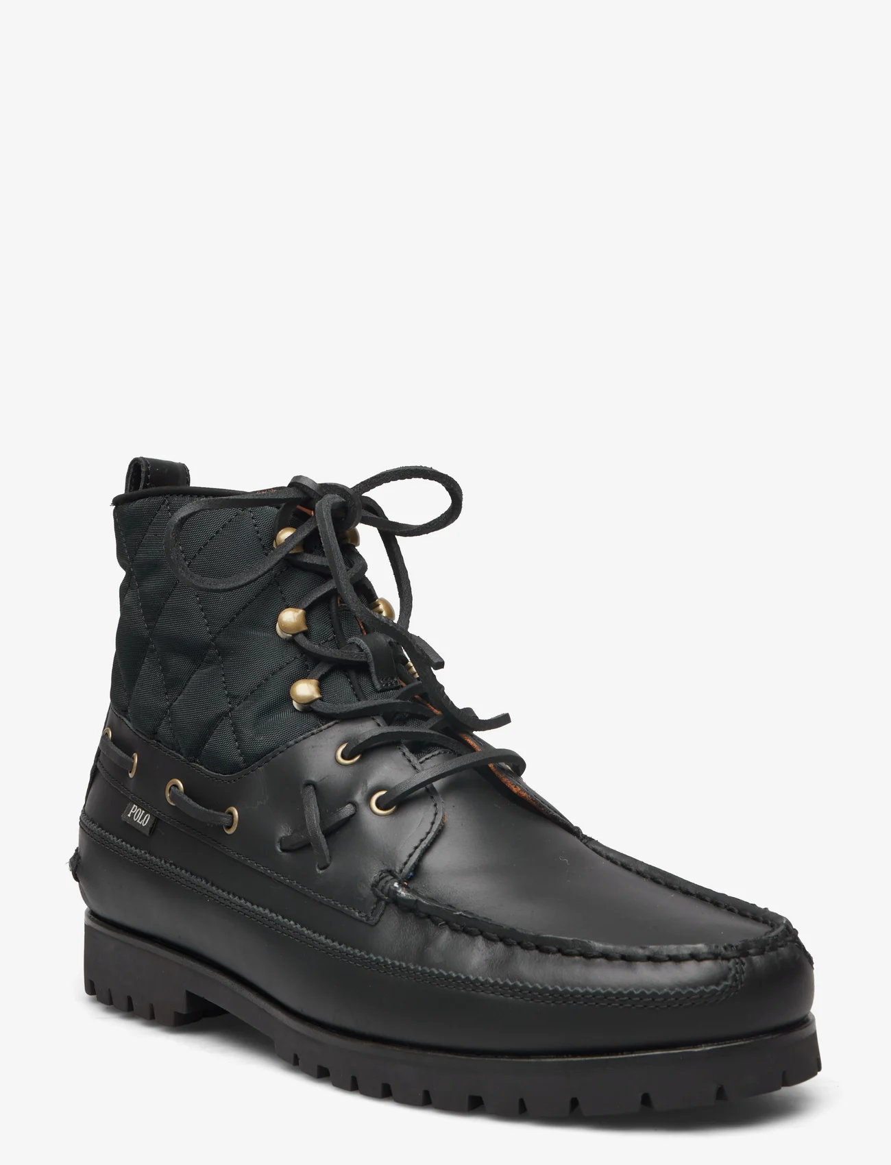 Polo Ralph Lauren - Ranger Mid Leather & Quilted Canvas Boot - suvarstomieji batai - black - 0