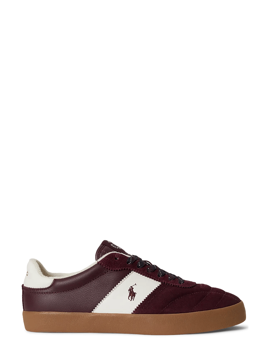 Polo Ralph Lauren - Court Vulc Leather-Suede Sneaker - low-top sneaker - harvard wine/deck - 0