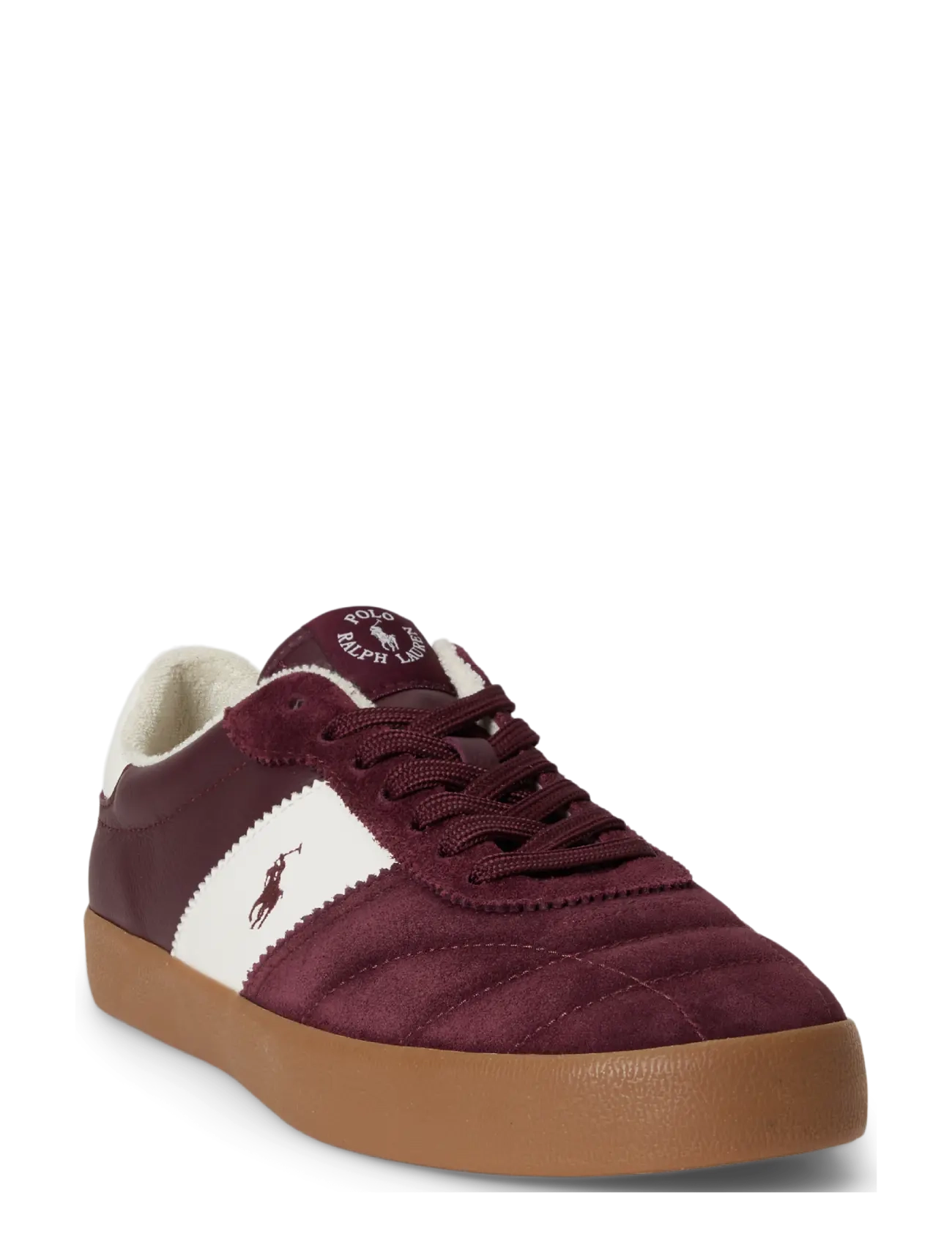 Polo Ralph Lauren - Court Vulc Leather-Suede Sneaker - low-top sneaker - harvard wine/deck - 3