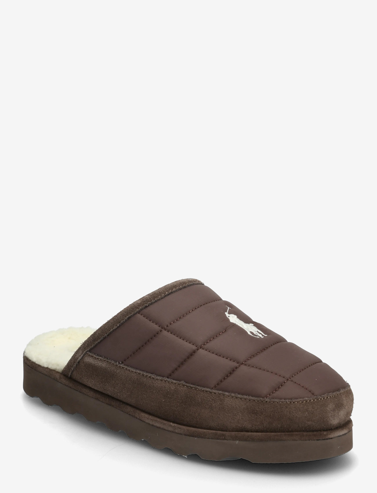 Polo Ralph Lauren - Reade Suede-Trim Quilted Scuff Slipper - shoppa efter tillfälle - brown/cream pp - 0