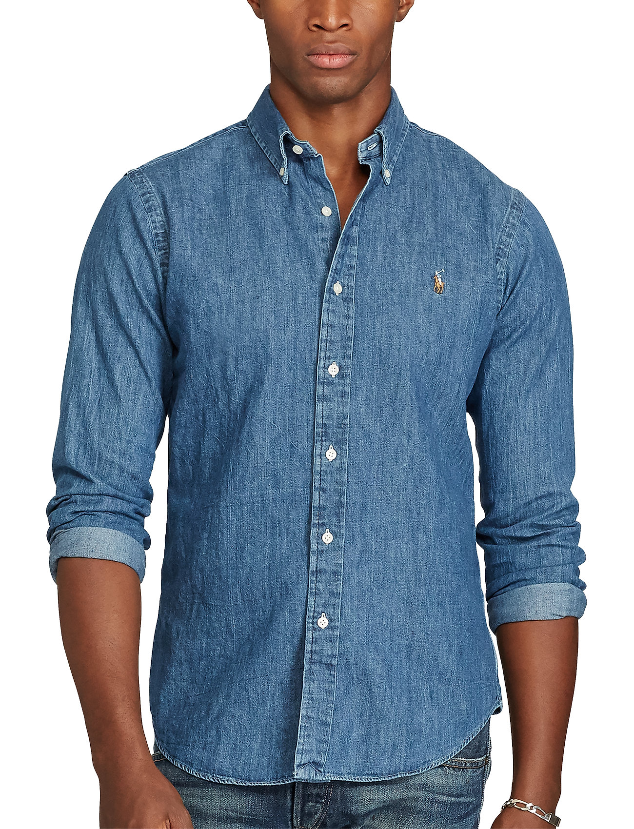 Polo Ralph Lauren Slim Fit Chambray Shirt - Klær - DARK WASH / blue