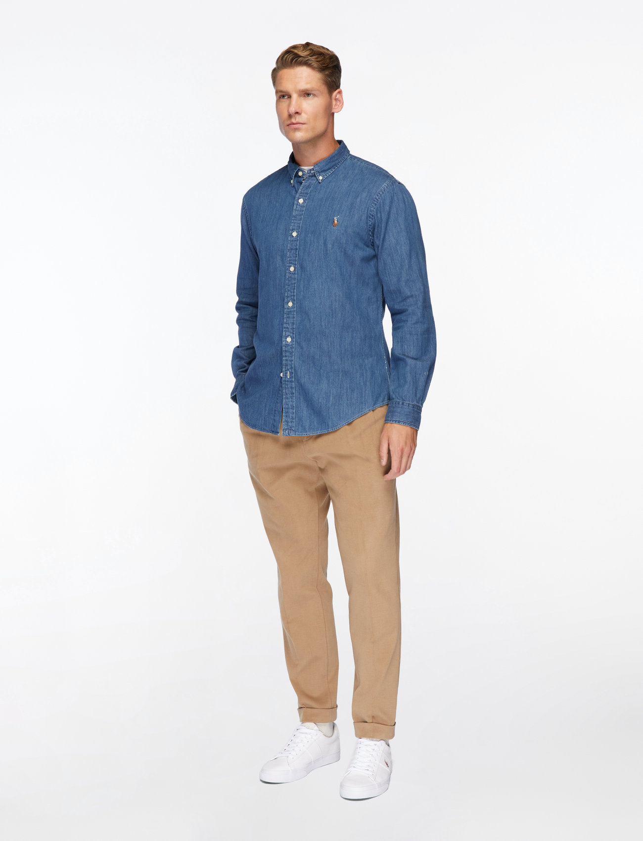 Polo Ralph Lauren - Slim Fit Chambray Shirt - denimowe koszulki - dark wash - 3