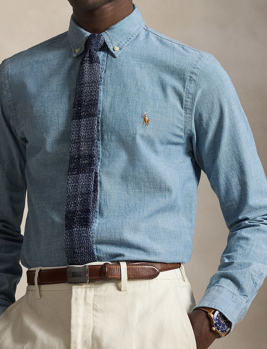 Polo Ralph Lauren - Slim Fit Chambray Shirt - džinsiniai marškiniai - medium wash - 4