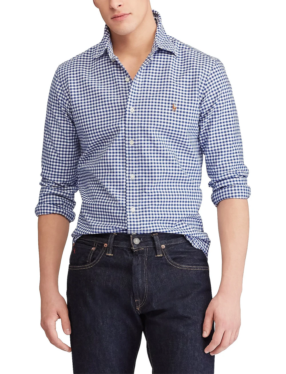 Polo Ralph Lauren - Slim Fit Gingham Oxford Shirt - peruskauluspaidat - blue/white ging - 0