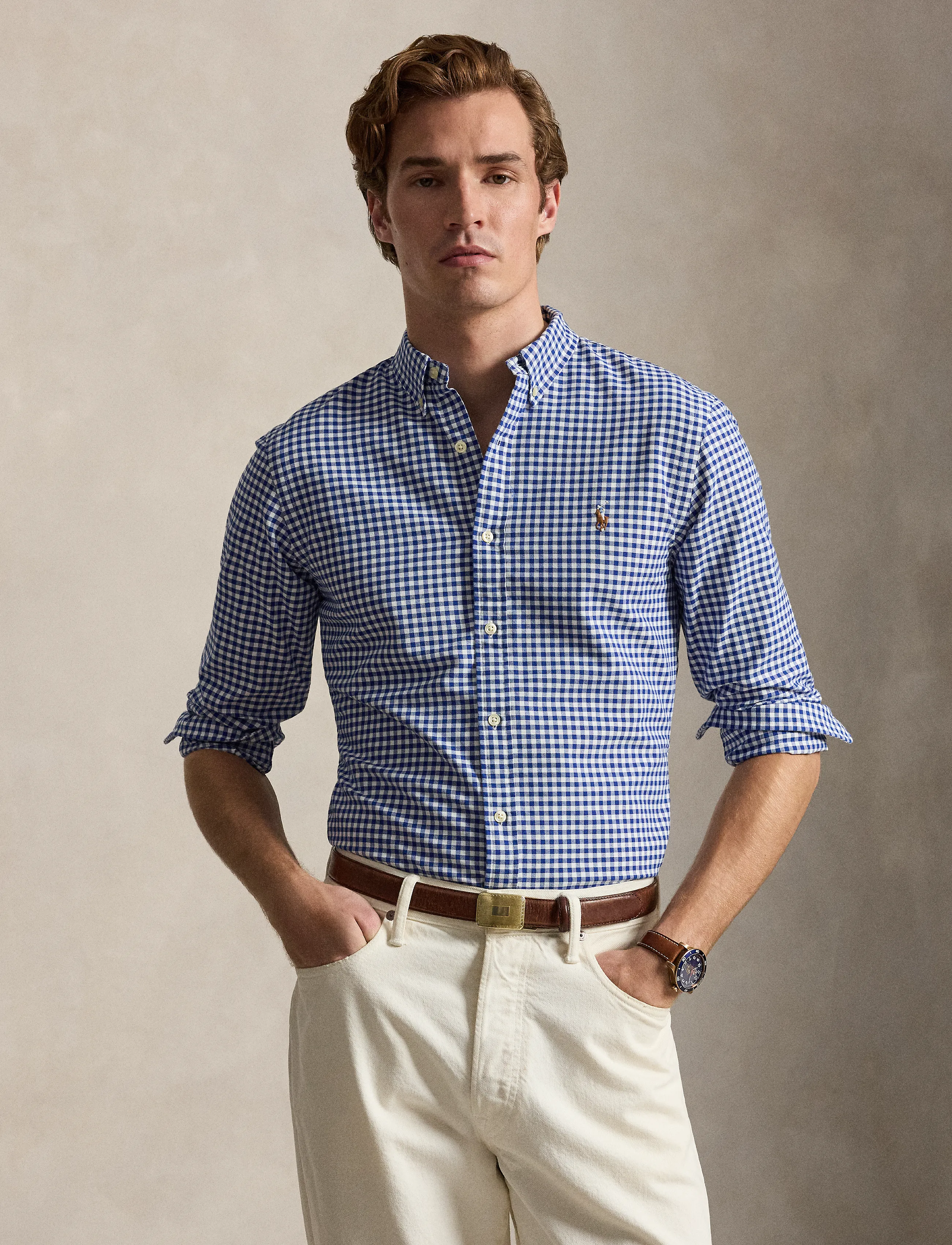 Polo Ralph Lauren Slim Fit Gingham Oxford Shirt - Preppy - BLUE/WHITE GING / blue