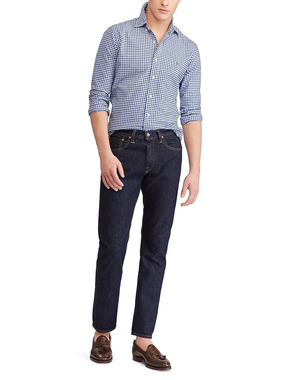 Polo Ralph Lauren - Slim Fit Gingham Oxford Shirt - peruskauluspaidat - blue/white ging - 4