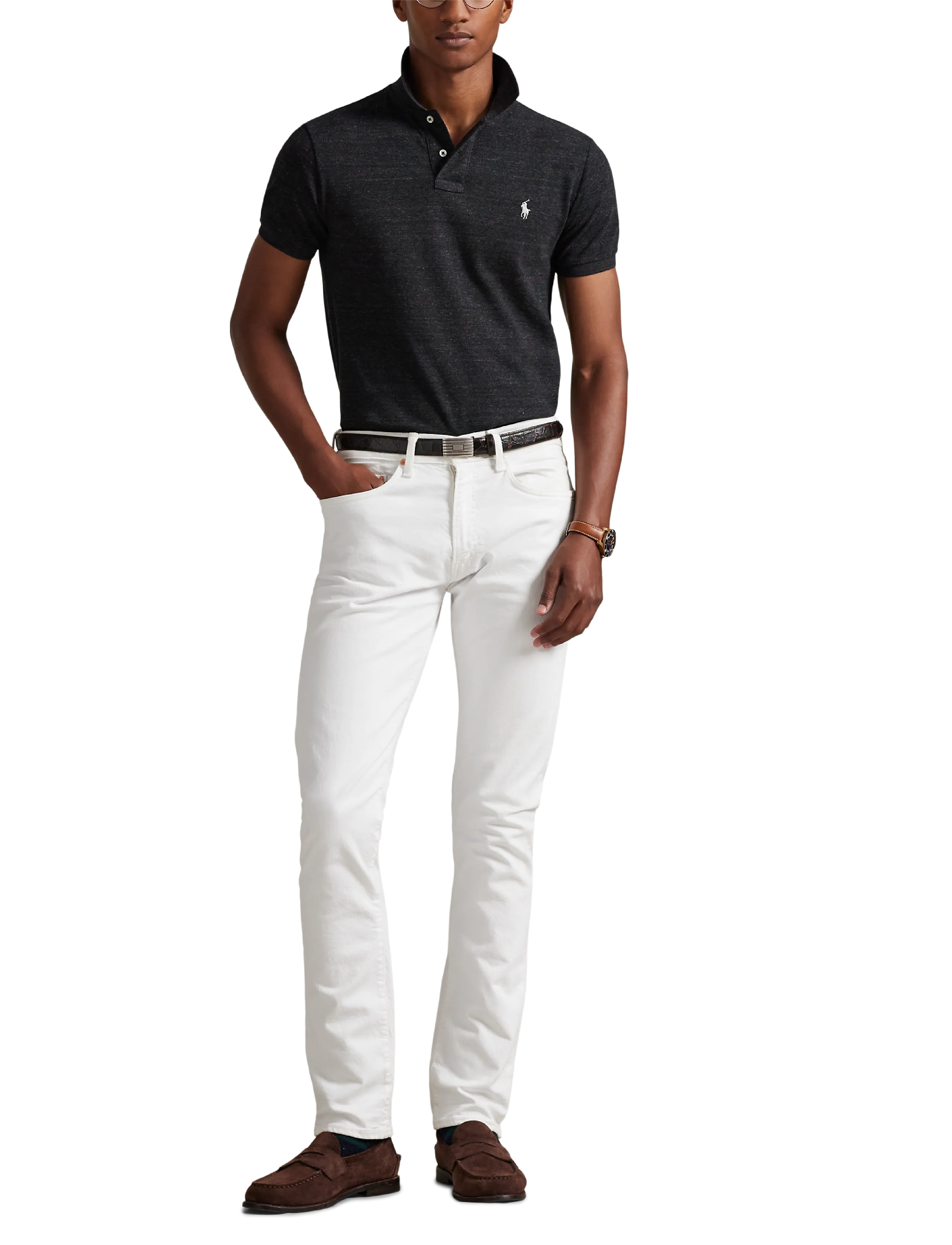 Polo Ralph Lauren - Slim Fit Mesh Polo Shirt - polo marškinėliai trumpomis rankovėmis - black marl heathe - 5