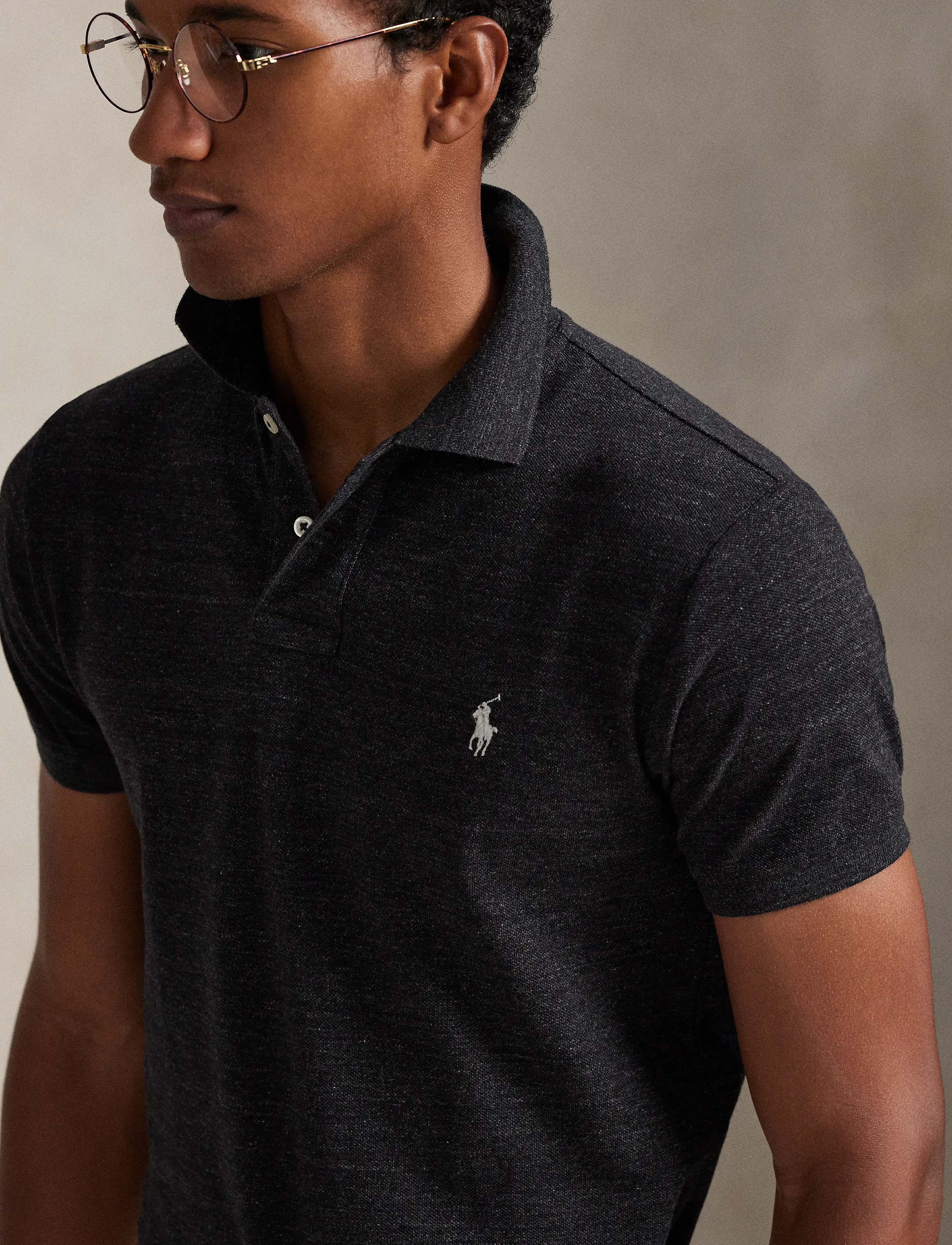 Polo Ralph Lauren - Slim Fit Mesh Polo Shirt - polo skyrtur - black marl heathe - 5