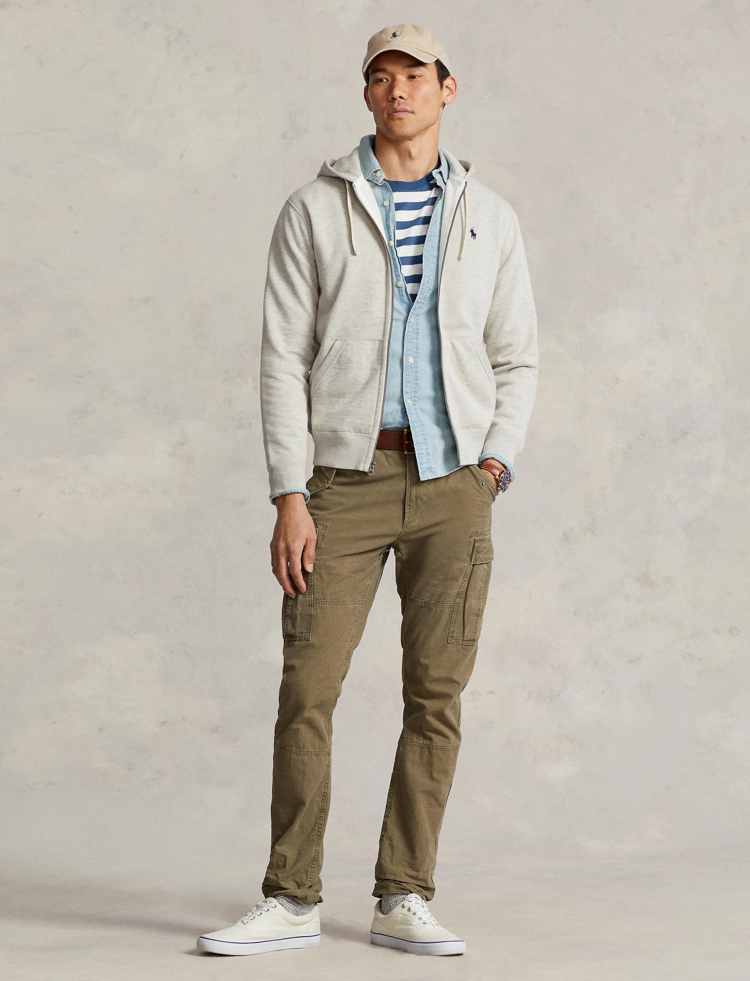 Polo Ralph Lauren Cotton-Blend-Fleece Hoodie - Kapuzenpullover - LIGHT SPORT HEATH / cream