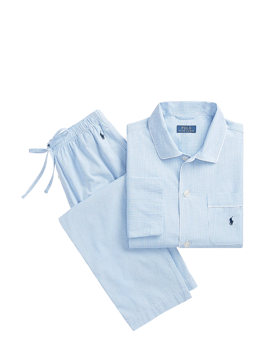 Polo Ralph Lauren - Gingham Poplin Long Sleep Set - pyjamasets - lt blue mini gi - 1