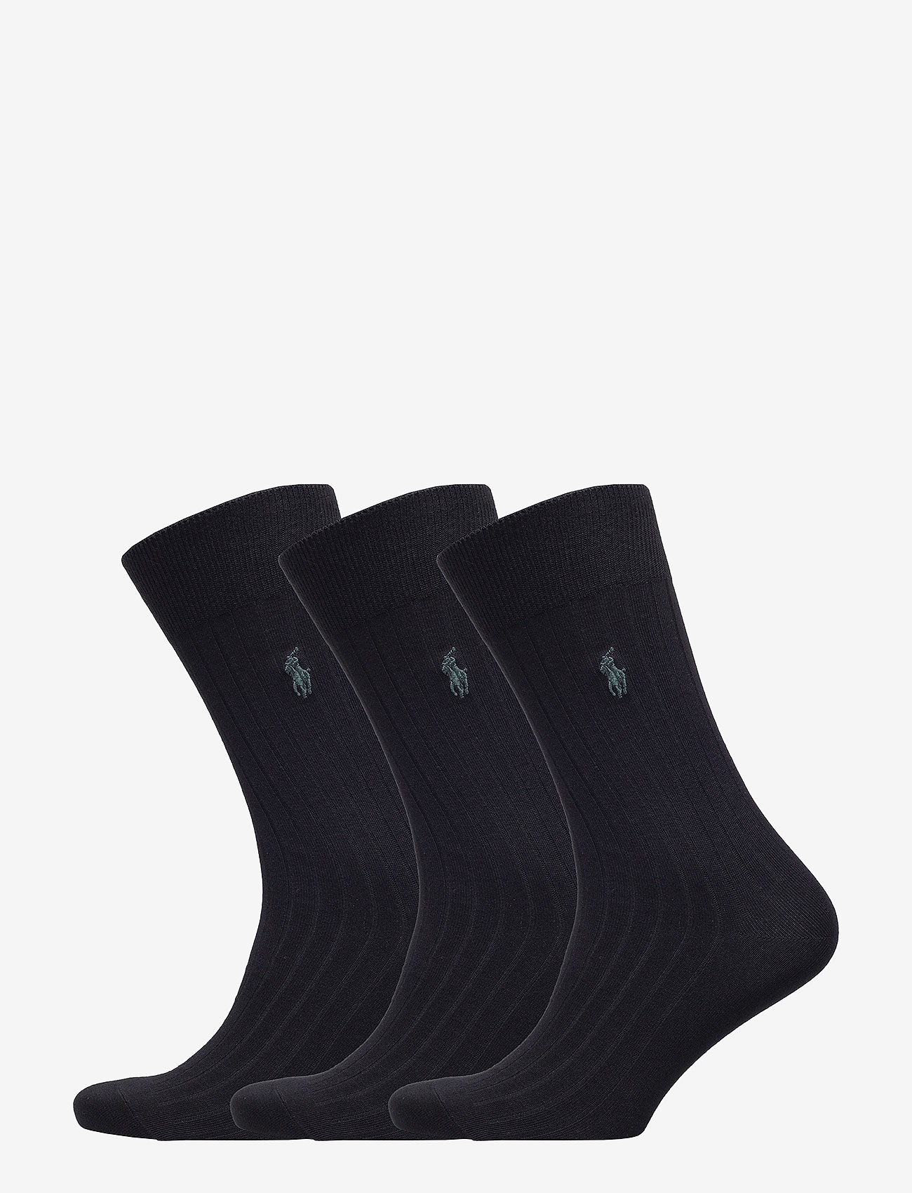 Polo Ralph Lauren Ribbed Crew Sock 3-Pack, 43-46, Black, Sokker > Almindelige Sokker, Herre