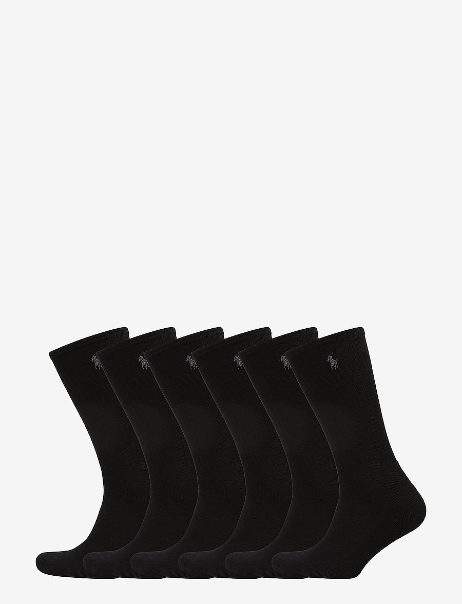Polo Ralph Lauren - Cotton-Blend Crew Sock 6-Pack - chaussettes crew - black - 0