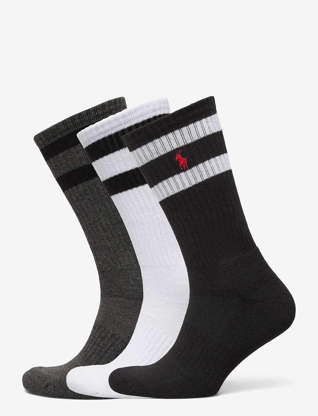 Polo Ralph Lauren - Athletic Crew Sock 3-pack - crew-socken - blk/htrh gr/white - 0