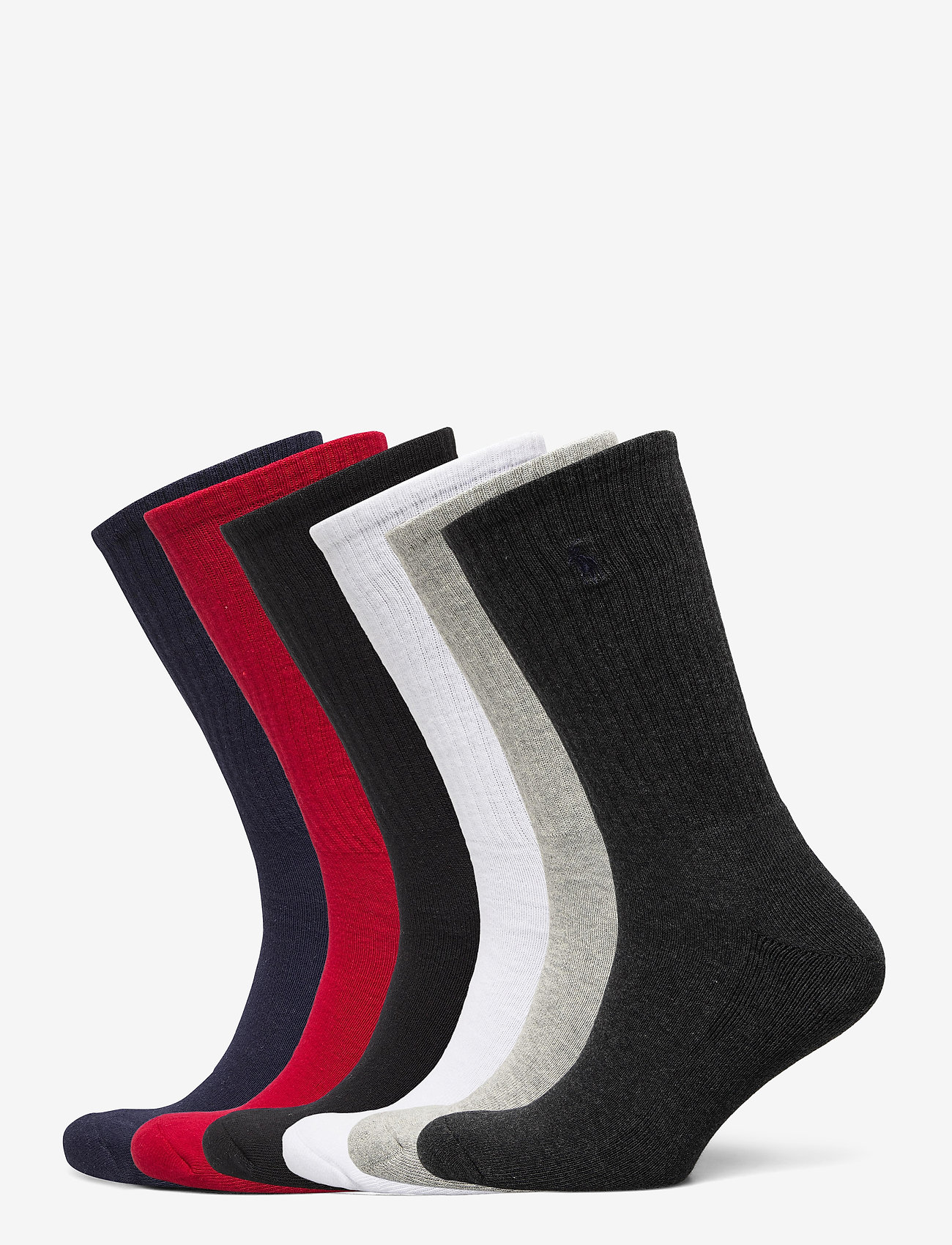 Polo Ralph Lauren - Cotton-Blend Crew Sock 6-Pack - klassikalised sokid - blk/red/nvy/char/ - 0