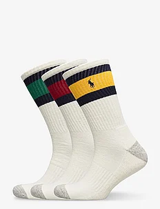 Striped-Cuff Crew Sock 3-Pack, Polo Ralph Lauren Underwear