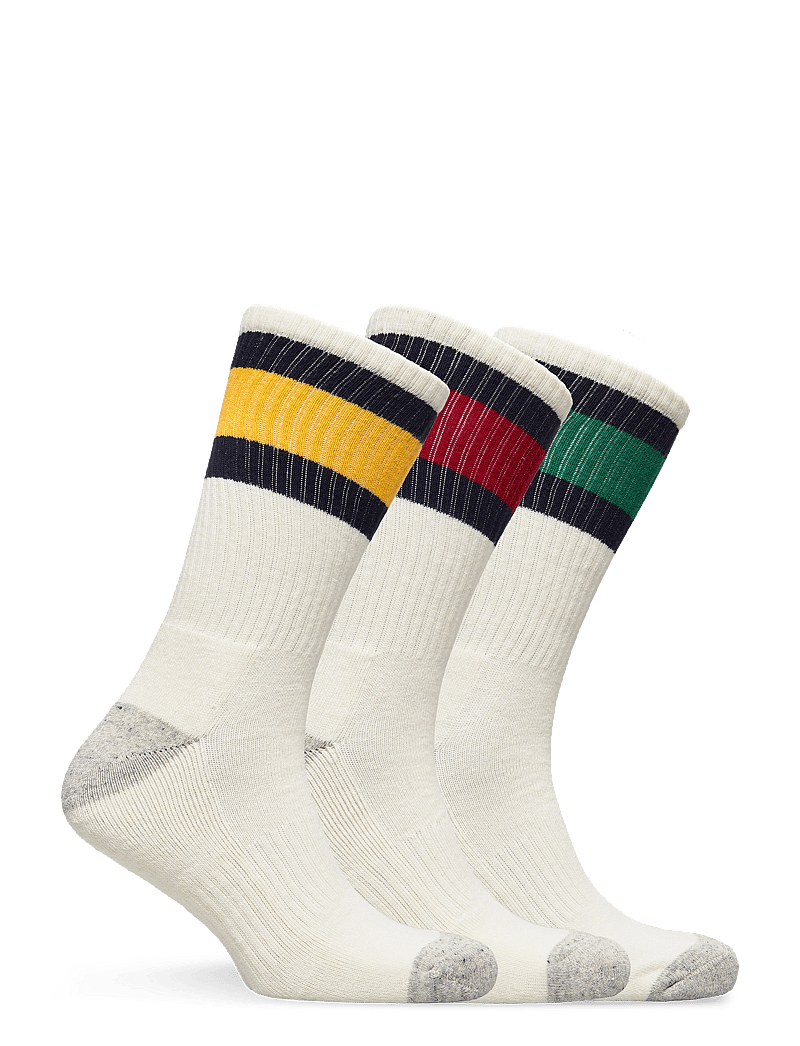 Polo Ralph Lauren - Striped-Cuff Crew Sock 3-Pack - klassikalised sokid - wht rd/wht ylw/wh - 1