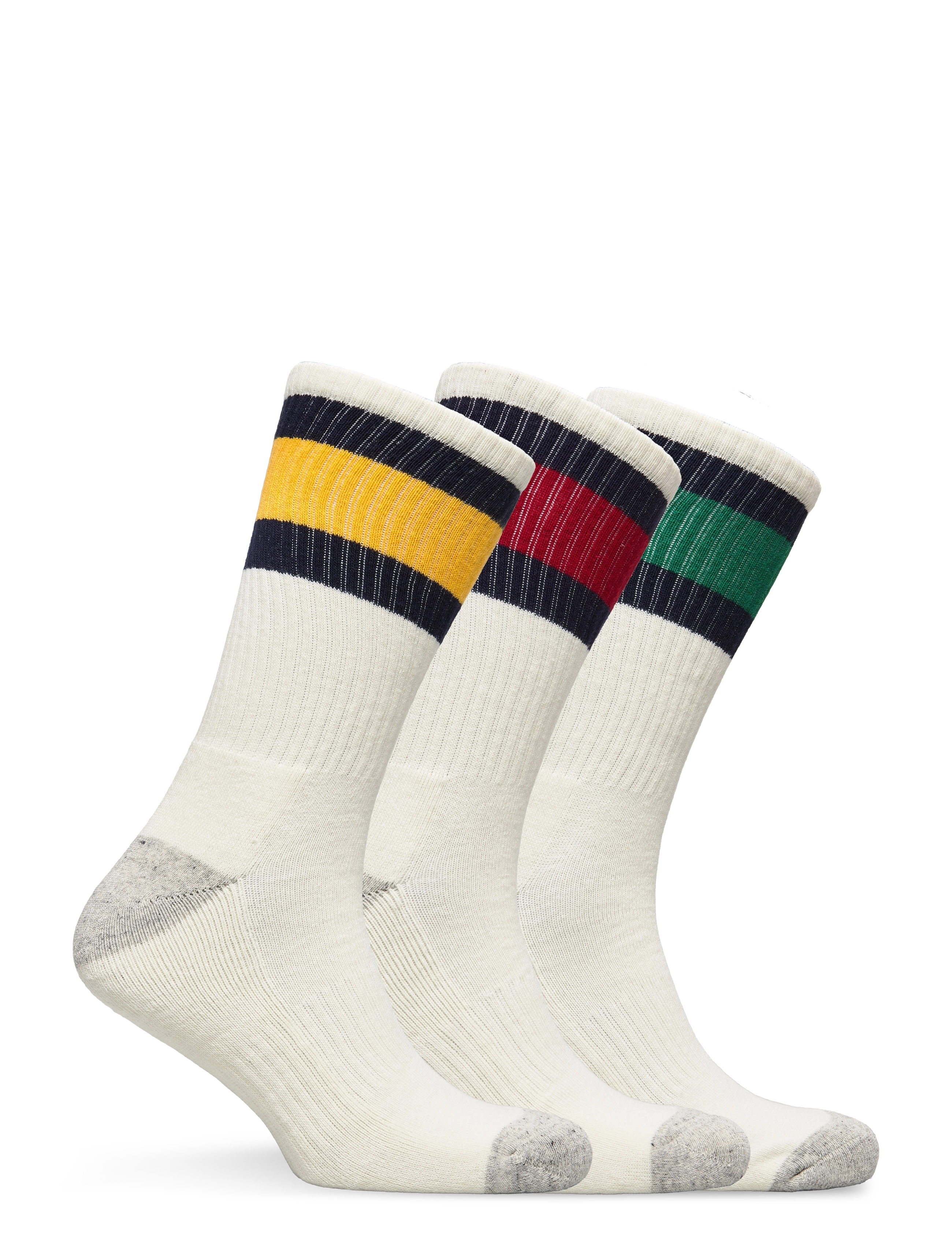 Polo Ralph Lauren - Striped-Cuff Crew Sock 3-Pack - klassikalised sokid - wht rd/wht ylw/wh - 1