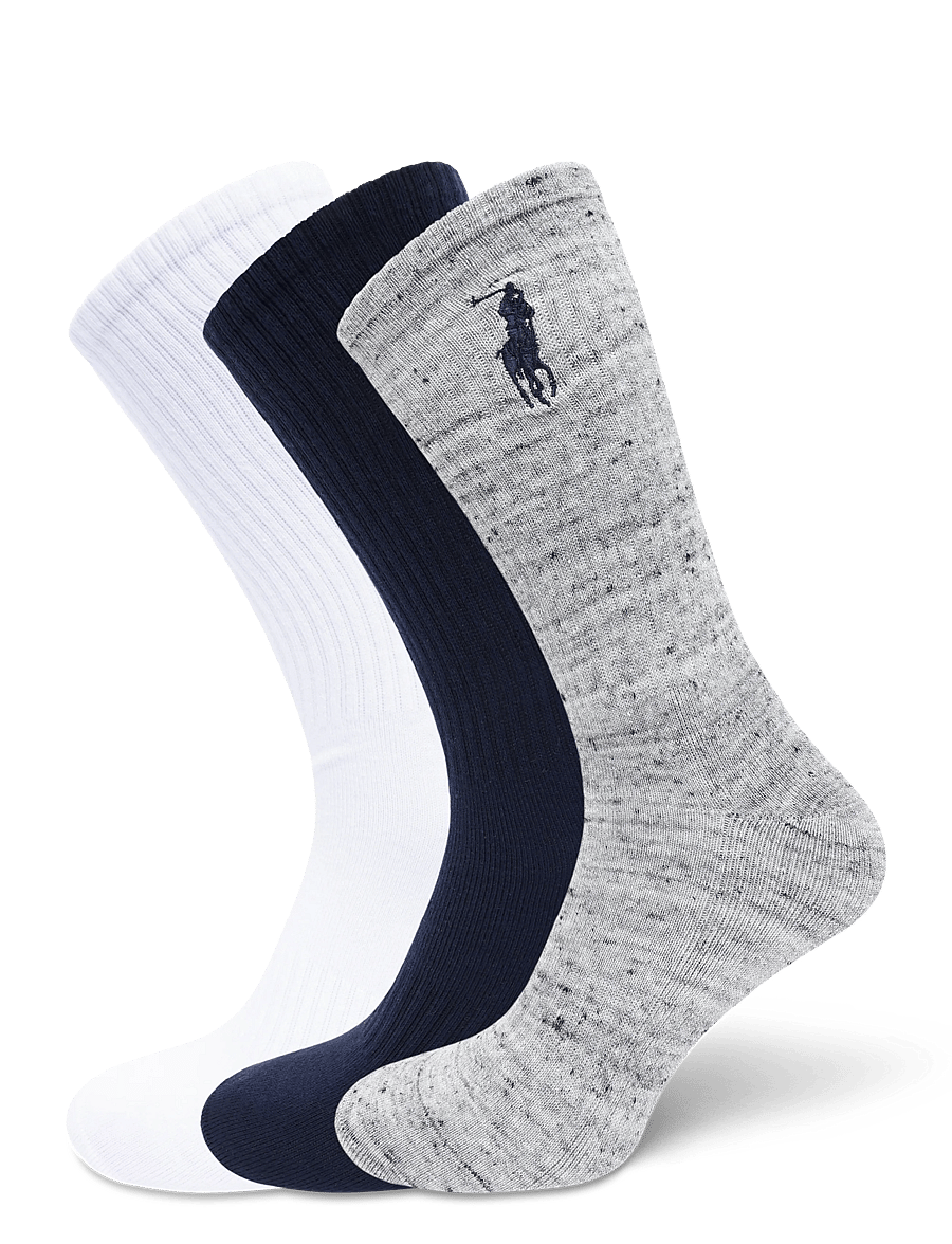 Polo Ralph Lauren - COTTON-EMBROIDBIGPP-CRW-3PK - sokker - navy assorted - 0