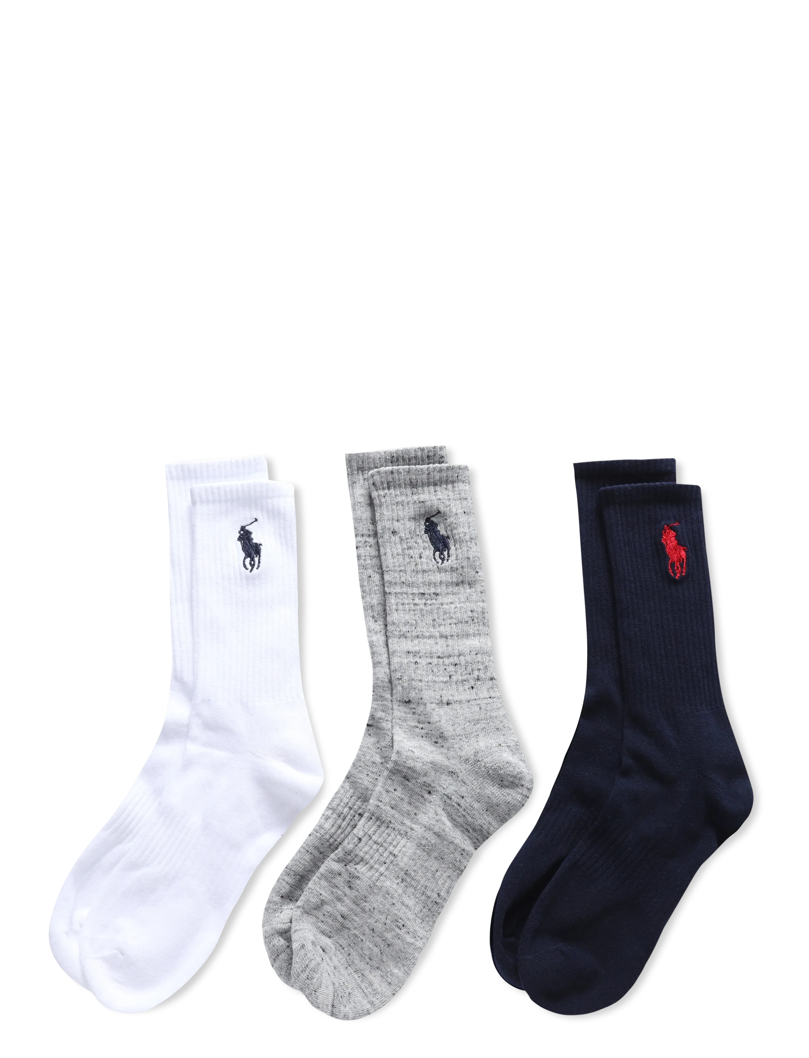 Polo Ralph Lauren - COTTON-EMBROIDBIGPP-CRW-3PK - sokker - navy assorted - 1