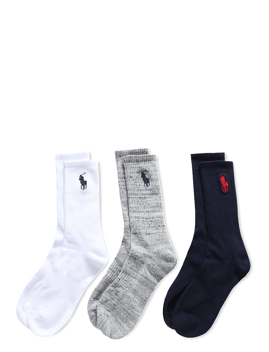 Polo Ralph Lauren - COTTON-EMBROIDBIGPP-CRW-3PK - sokker - navy assorted - 1