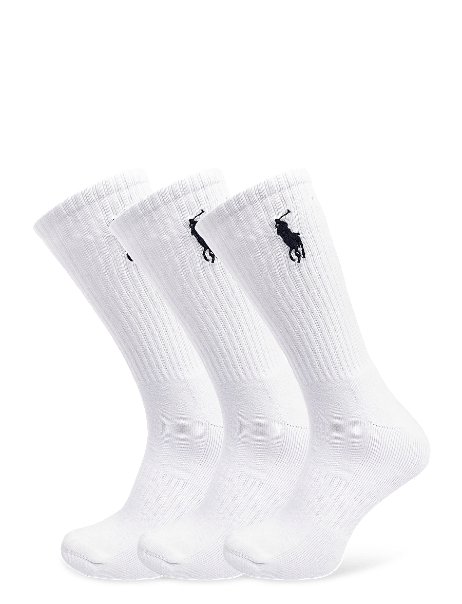 Polo Ralph Lauren - COTTON-EMBROIDBIGPP-CRW-3PK - sokker - white - 0