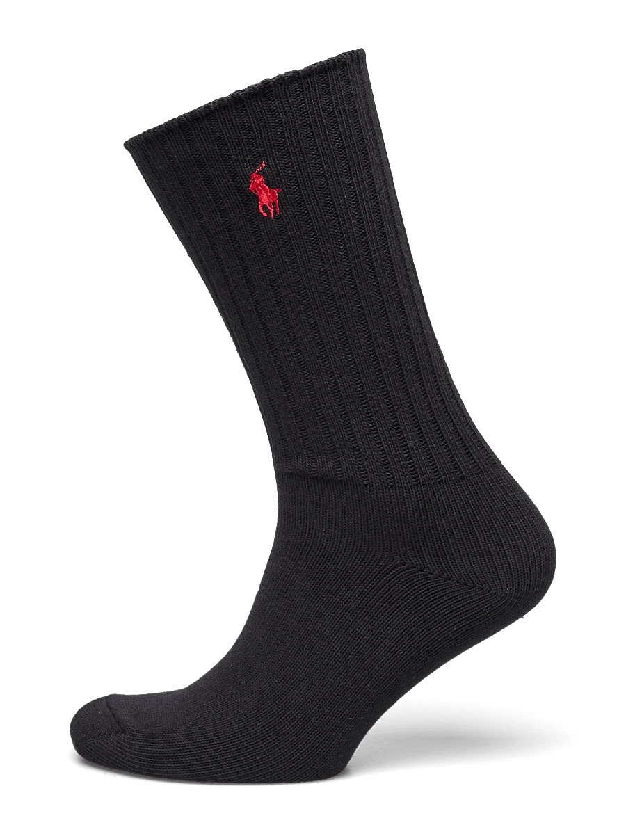 Polo Ralph Lauren - Cotton-Blend Crew Socks - klassikalised sokid - black red pp - 0