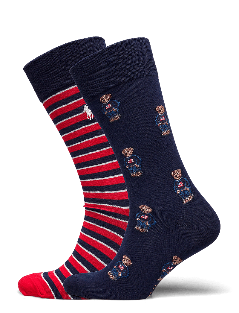 Polo Ralph Lauren - Polo Bear Trouser Sock 2-Pack - vanliga strumpor - 2pk navy bear/str - 0