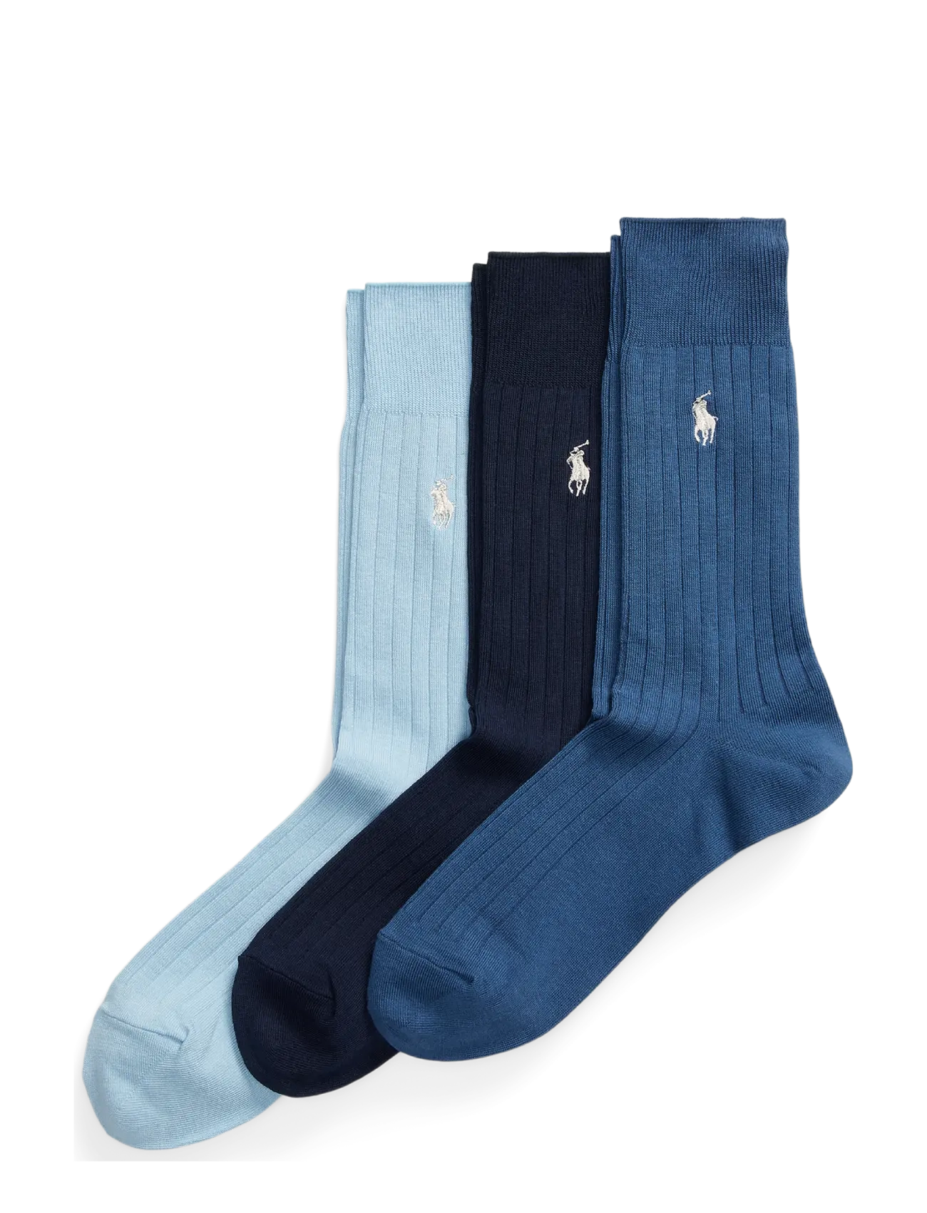 Polo Ralph Lauren Ribbed Cotton-Blend Trouser Sock 3-Pack, Mænd, Ribbede Buksesokker, Blå, Str: 43-46