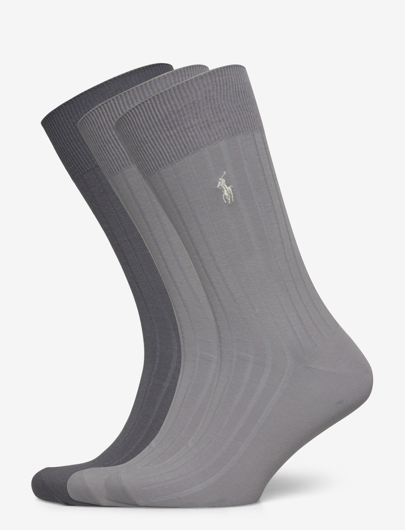 Polo Ralph Lauren - Ribbed Cotton-Blend Trouser Sock 3-Pack - klassikalised sokid - 3pk grey assorted - 0