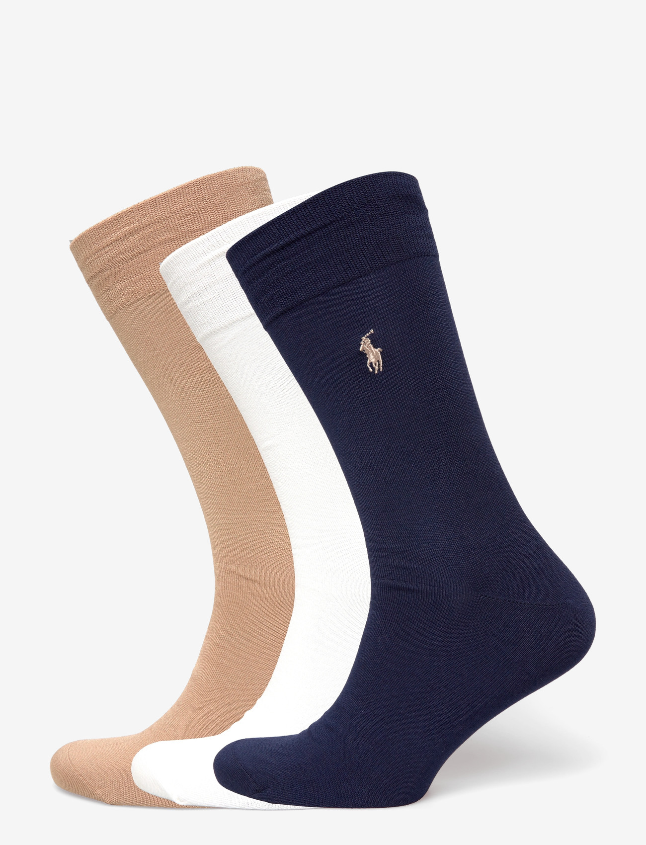 Polo Ralph Lauren - Cotton-Blend Trouser Sock 3-Pack - vanliga strumpor - invory/navy/camel - 0