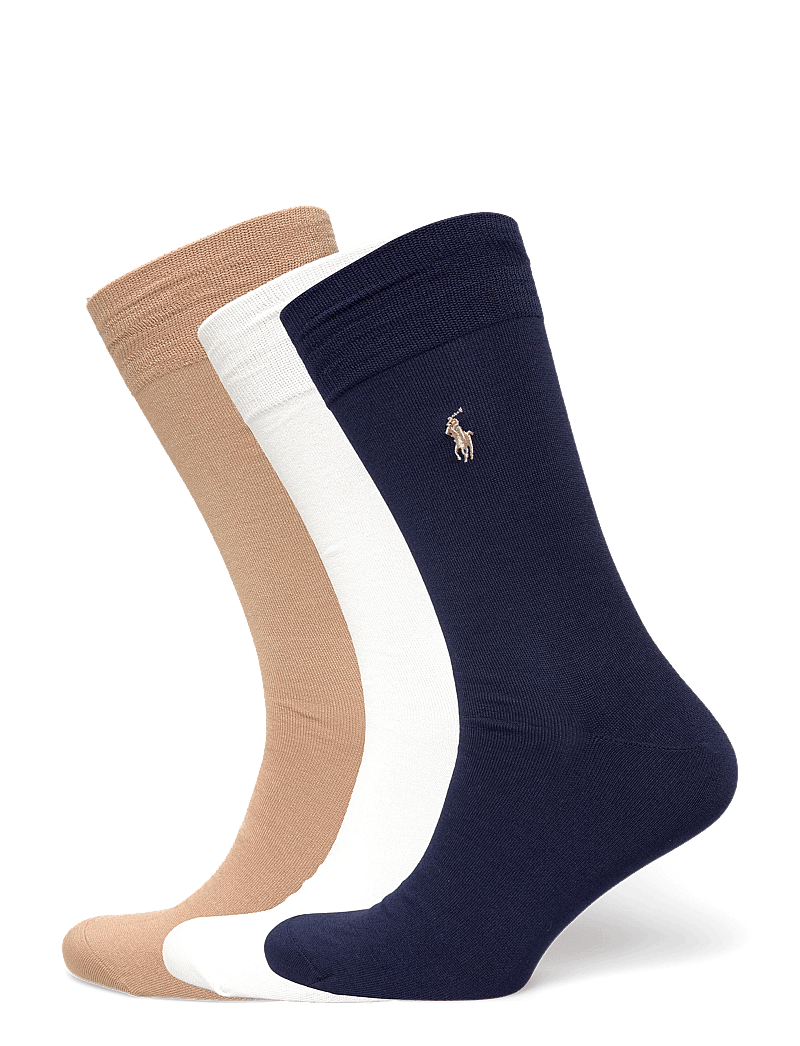 Polo Ralph Lauren - Cotton-Blend Trouser Sock 3-Pack - vanliga strumpor - invory/navy/camel - 0
