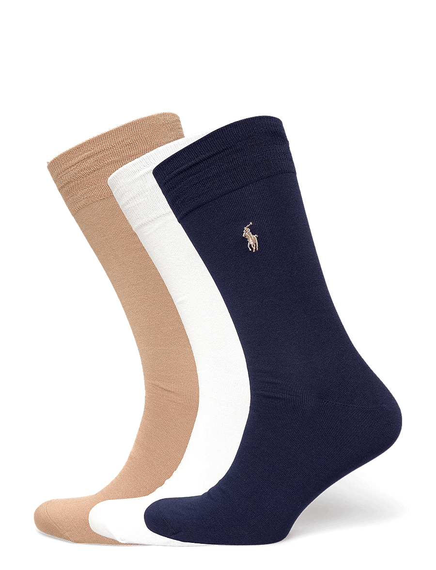 Polo Ralph Lauren - Cotton-Blend Trouser Sock 3-Pack - sokker - invory/navy/camel - 0