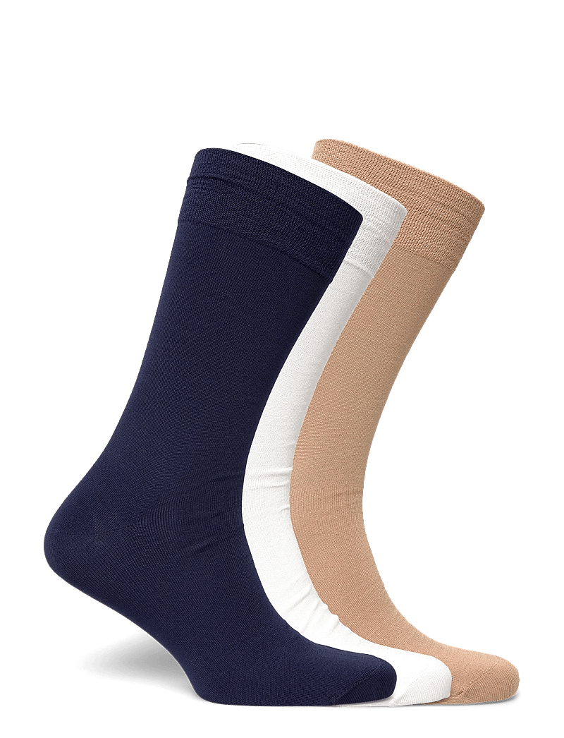 Polo Ralph Lauren - Cotton-Blend Trouser Sock 3-Pack - vanliga strumpor - invory/navy/camel - 1