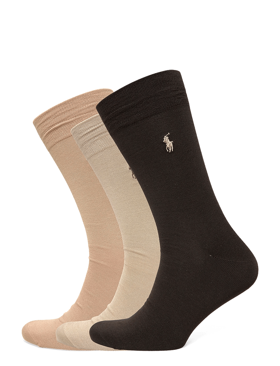 Polo Ralph Lauren - Cotton-Blend Trouser Sock 3-Pack - tennissocken - stone/brown/camel - 0