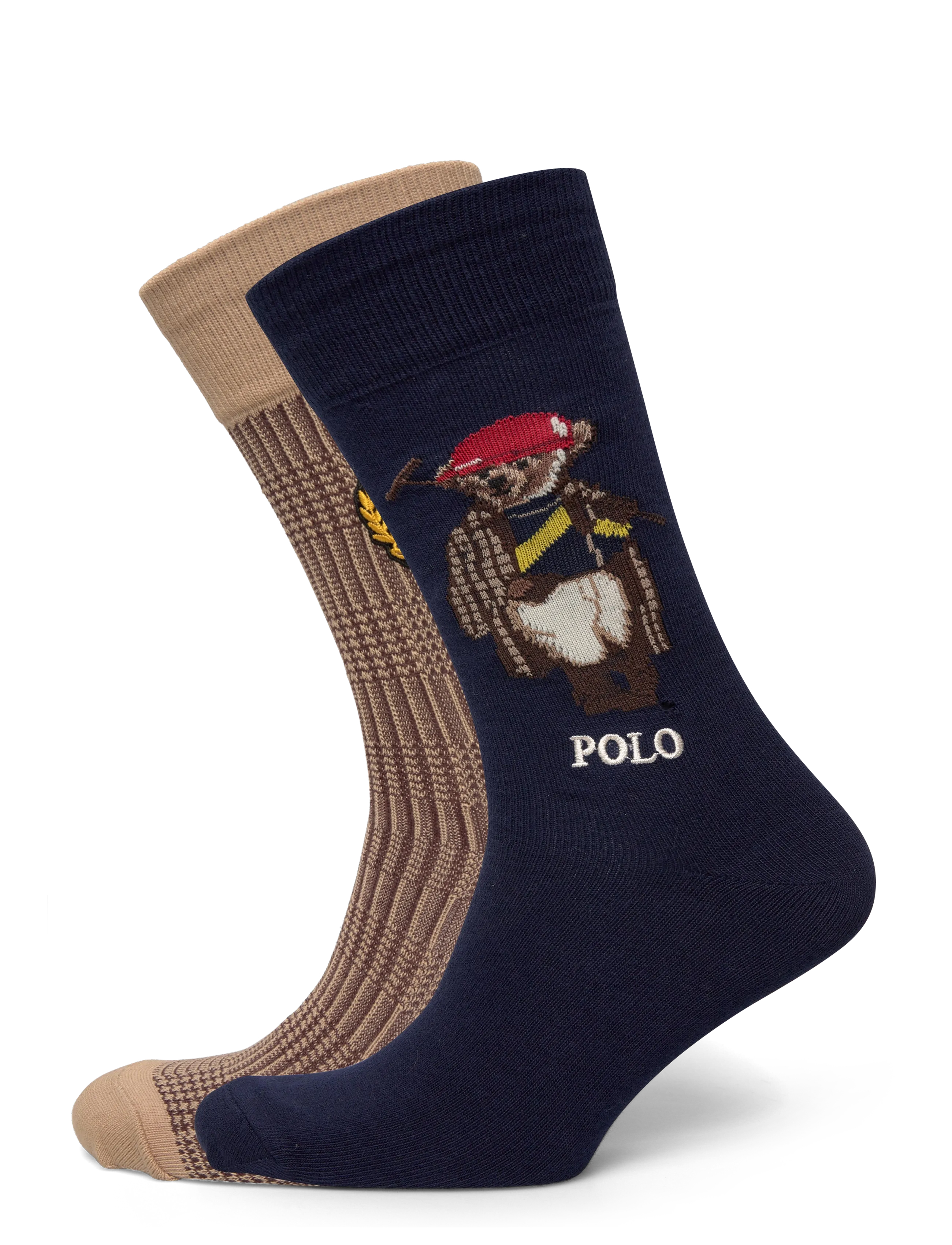 Polo Ralph Lauren Polo Bear & Crest Trouser Sock 2-Pack - Marki A-Z - NAVY/BEIGE H / beige