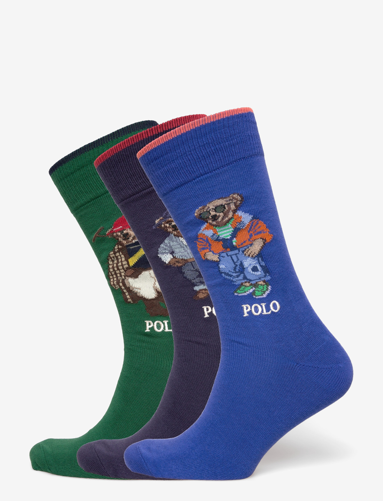 Polo Ralph Lauren - BCI COTTON-SSNL BRS GBX-CRW-GFB - klassikalised sokid - green/navy/orange - 0