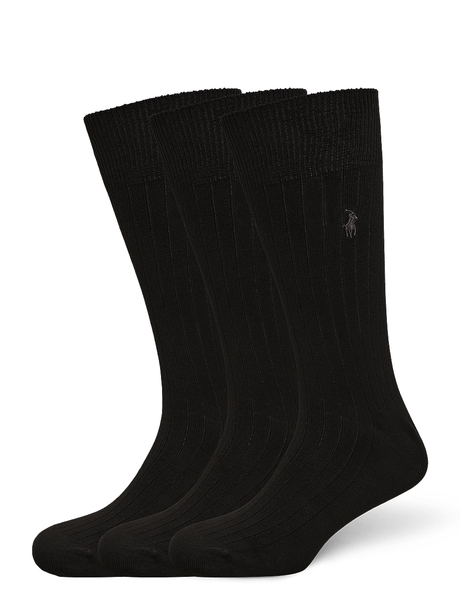 Polo Ralph Lauren - RAYON-3P TCH RBDR-CRW-3PK - crew socks - black - 0