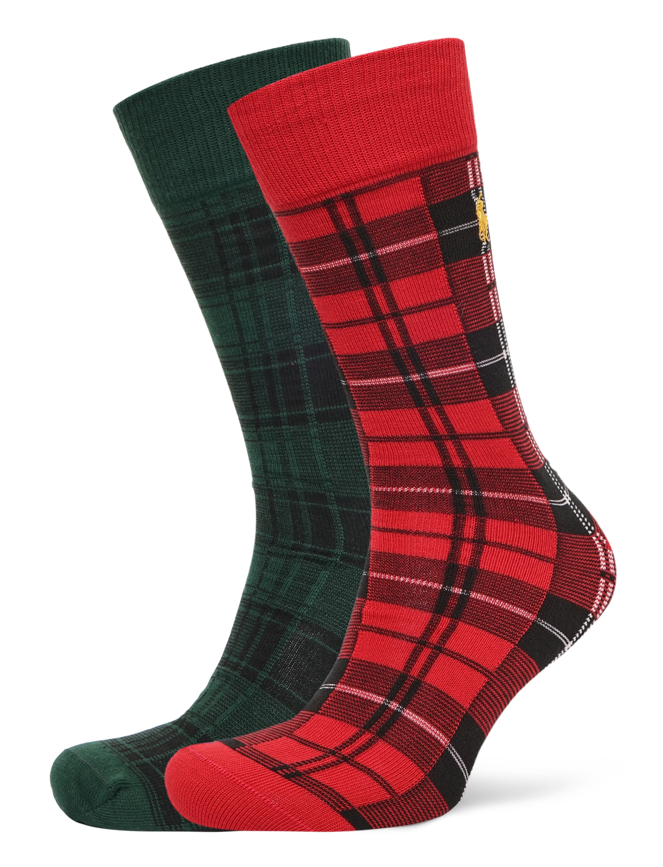 Polo Ralph Lauren Plaid Cotton-Blend Trouser Sock 2-Pack - Brands A-Z - RED / red
