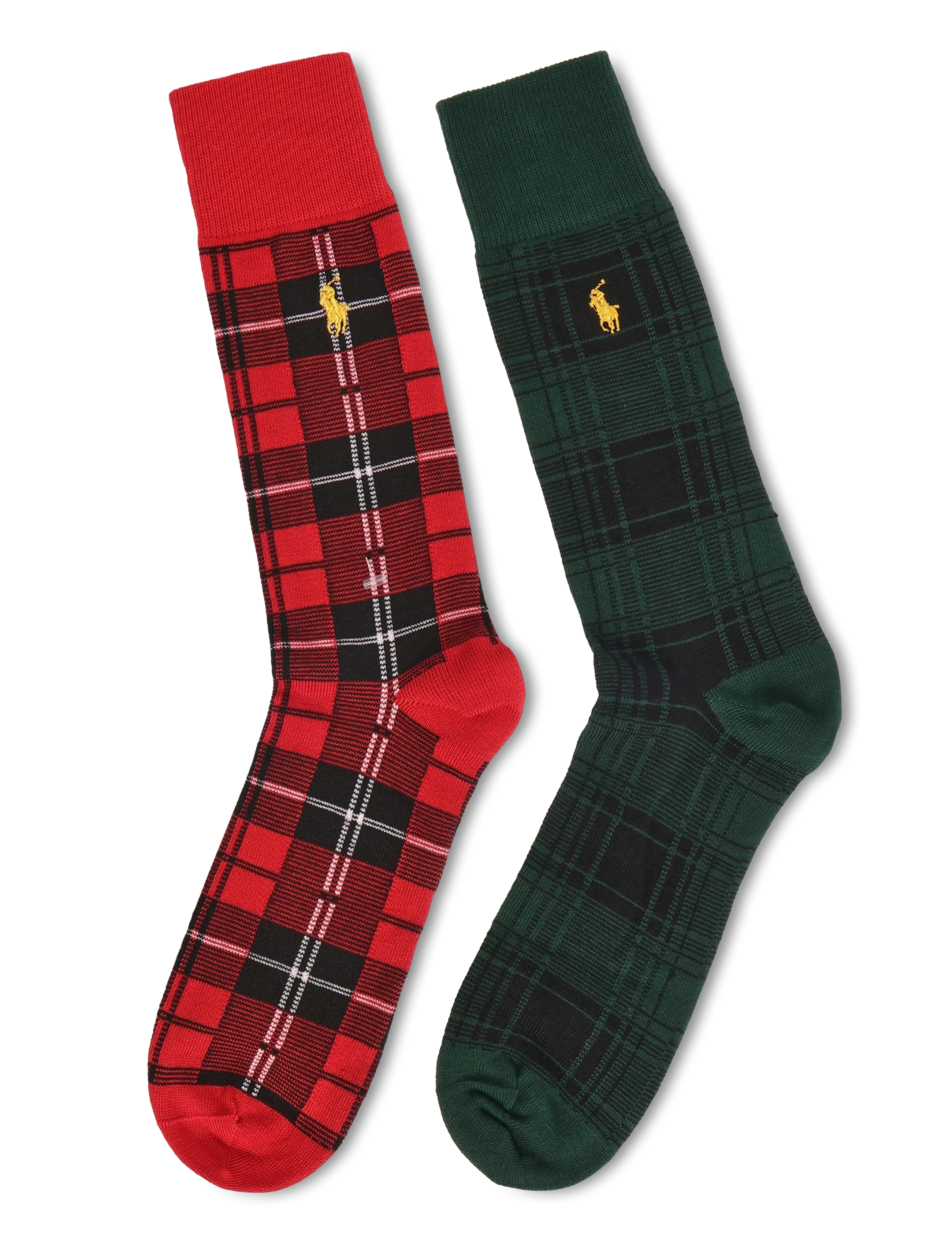 Polo Ralph Lauren - Plaid Cotton-Blend Trouser Sock 2-Pack - sokker - red - 1